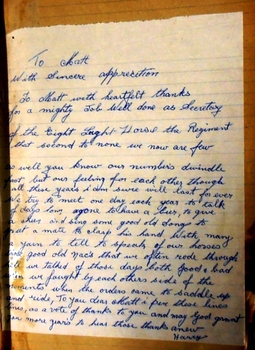 Hand written letter pasted into book