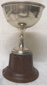 Silver trophy cup with inscription on side