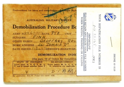Small  official looking booklet form WWII