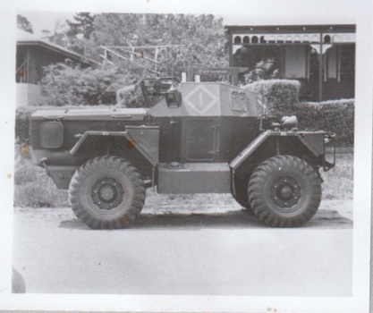 Small four-wheeled army vehicle