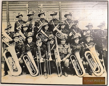Group of soldiers with musical instruments.