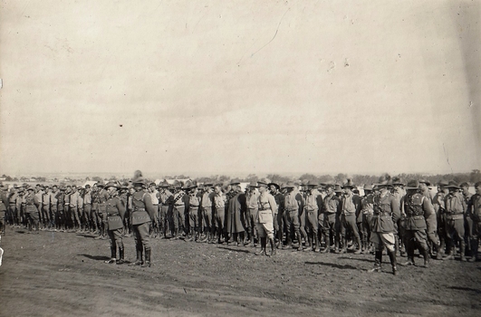 Large group of soldiers in mix of uniforms