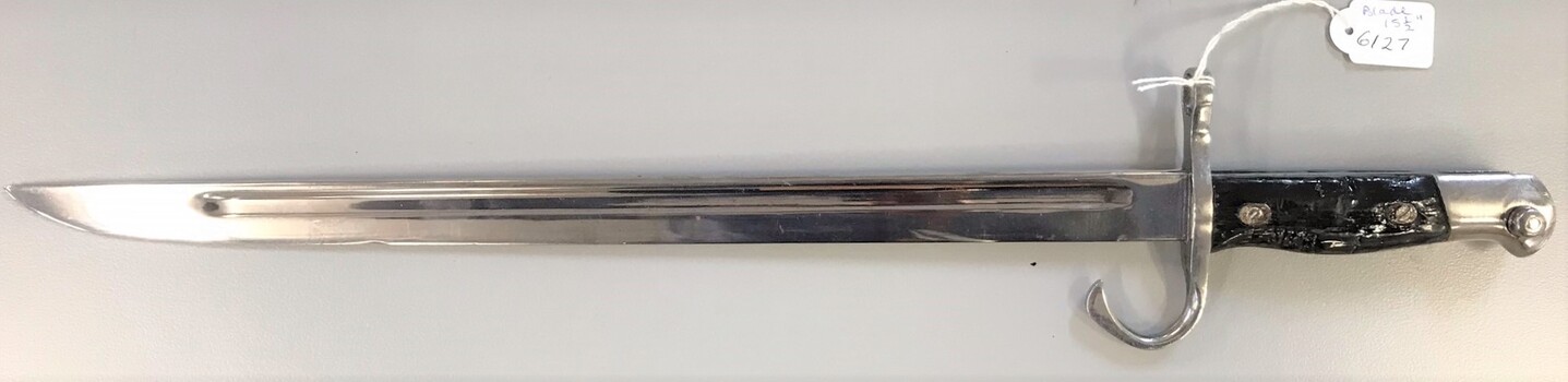 Shiny bayonet with hook shaped guard
