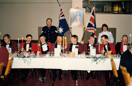 Group of army officers at dinner