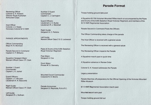Reverse of folded card with printing.