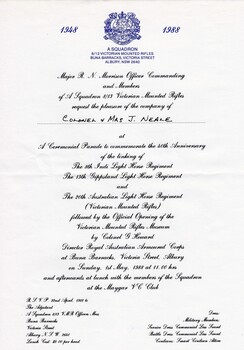 Printed invitation with a name written in.