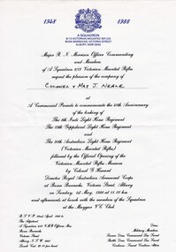 Printed invitation with a name written in.