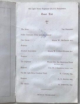 Single fold, printed reunion program.