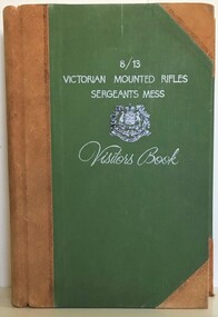 Large heavy book with leather spine and corners.