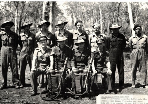 Group of WWII soldiers with flame throwers