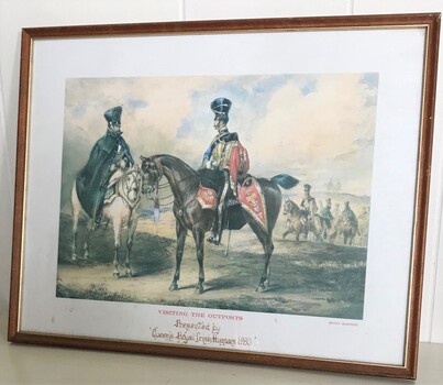 Framed print of soldiers and horses