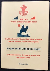 Coloured booklet for Army dinner