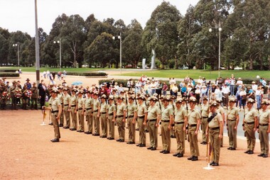 Two lines of soldiers on parade