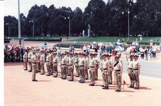 Soldiers lined up ready for inspection.