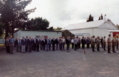 Former soldiers and soldiers on parade ground