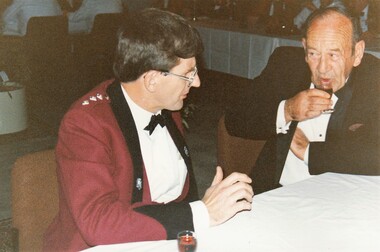 Soldier and former soldier in formal dress