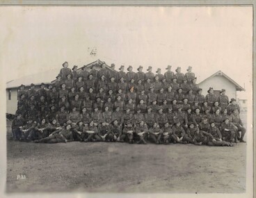 Large group of soldiers posed in tiers