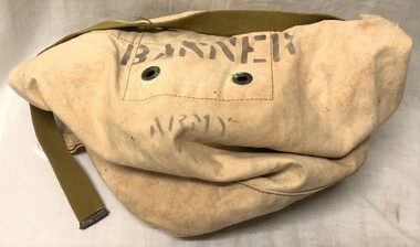 Canvas bag with carrying strap.