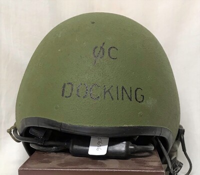 Round helmet with name on front