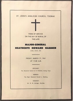 Single sheet with program for funeral