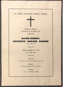 Single sheet with program for funeral