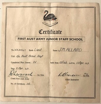 Official document with badge and writing