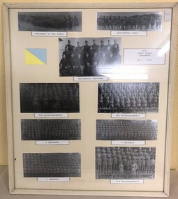 Framed board with nine photographs