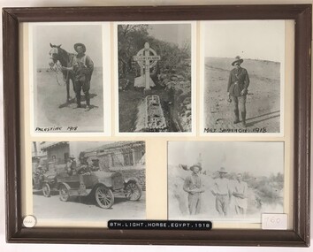Five photographs of soldiers in frame