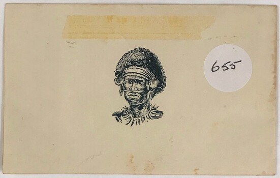 Back of card with Papuan native image