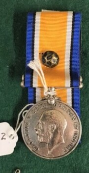 Medal with pin through coloured ribbon