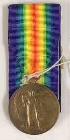 Medal with a coloured ribbon attached