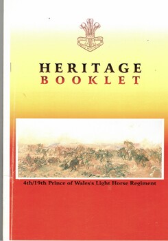 Booklet with a coloured cover, badge and image