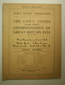 Event Programme, 1934