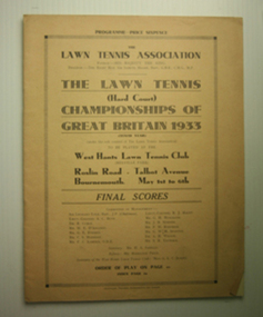 Event Programme, 1933
