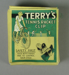 Racquet clip for bicycle, Circa 1925