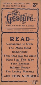 Newsletter, The Gesture - The Voice of the Deaf and Dumb of Australasia Oct-Nov-Dec 1912, 1912