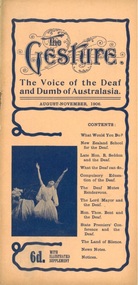 Newsletter, The Gesture - The Voice of the Deaf and Dumb of Australasia August-November 1906