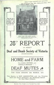 Annual Report, 28th Report of the Adult Deaf and Dumb Society of Victoria 1912