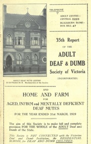 Annual Report, 35th Report of the Adult Deaf and Dumb Society of Victoria 1919