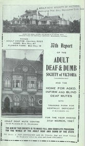 Annual Report, 37th Report of the Adult Deaf and Dumb Society of Victoria 1921