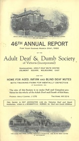 Annual Report, 46th Report of the Adult Deaf and Dumb Society of Victoria 1930
