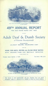 Annual Report, 49th Report of the Adult Deaf and Dumb Society of Victoria 1933