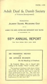 Annual Report, 55th Report of the Adult Deaf and Dumb Society of Victoria 1939