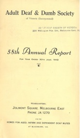 Annual Report, 58th Report of the Adult Deaf and Dumb Society of Victoria 1942