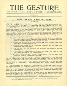 Newsletter, The Gesture - The Voice of the Deaf and Dumb of Australasia March 1903