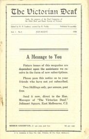 Newsletter, The Victorian Deaf - July-August 1930