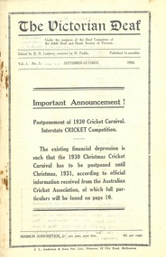 Newsletter, The Victorian Deaf - September-October 1930