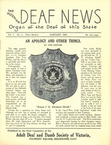 Newsletter, The Victorian Deaf News January 1937