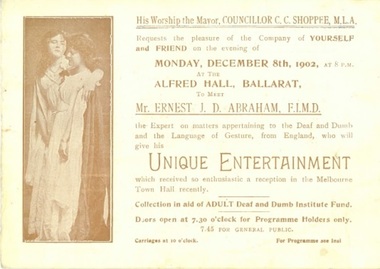 Advertising Card, Unique Entertainment - Alfred Hall, Ballarat December 1902