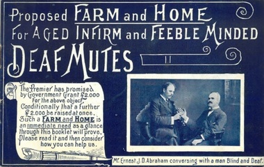 Booklet, Proposed Farm and Home for Aged Infirm and Feeble Minded Deaf Mutes